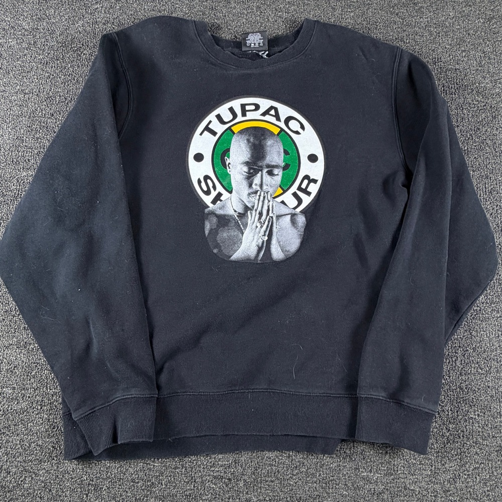 Cross Colours Sweatshirt Mens L Tupac Shakur Graphic Black Hip Hop EUC